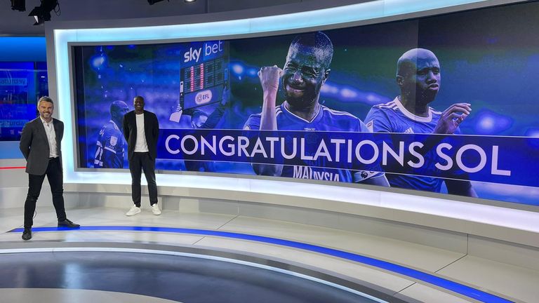 Sol Bamba on the Sky Sports News set 