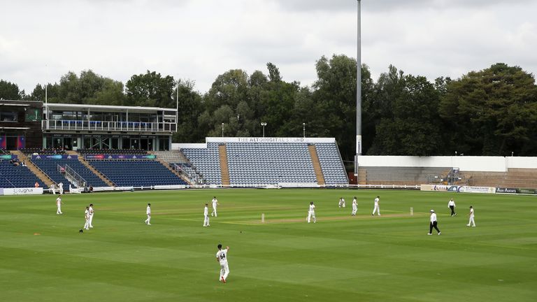Glamorgan v Gloucestershire - Bob Willis Trophy - Day Two - Sophia Gardens
A general view of play in front of an empty stand during day two of the Bob Willis Trophy match at Sophia Gardens, Cardiff.