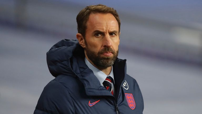 18. novembra 2020, Londýn, Veľká Británia: Tréner Anglicka Gareth Southgate počas zápasu Ligy národov UEFA na štadióne Wembley v Londýne.  Dátum obrázka: 18. novembra 2020. Kredit obrázka by mal znieť: David Klein / Sportimage (Credit Image: © David Klein / CSM cez ZUMA Wire) (Cal Sport Media cez AP Images)