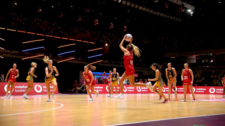 Strathclyde Sirens in Vitality Netball Superleague action (Image Credit - Ben Lumley)
