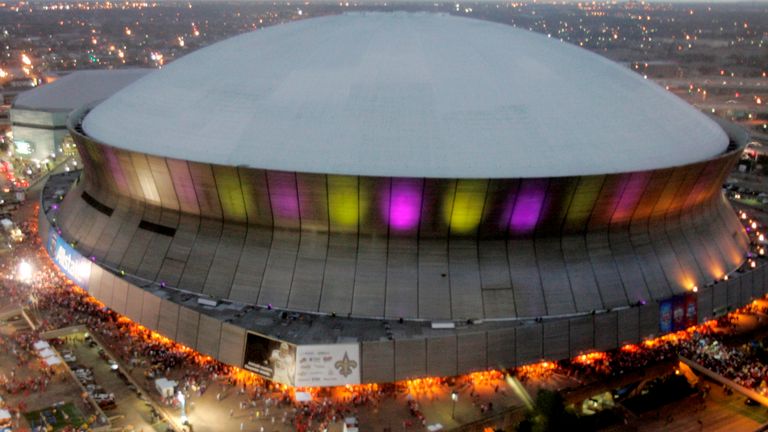 Louisiana Superdome at twilight before the BCS championship college football game in New Orleans