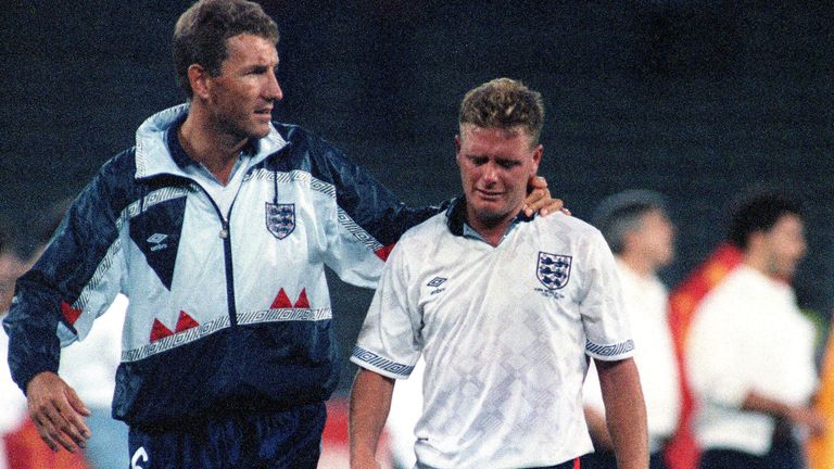 Terry Butcher tries to console Paul Gascoigne
