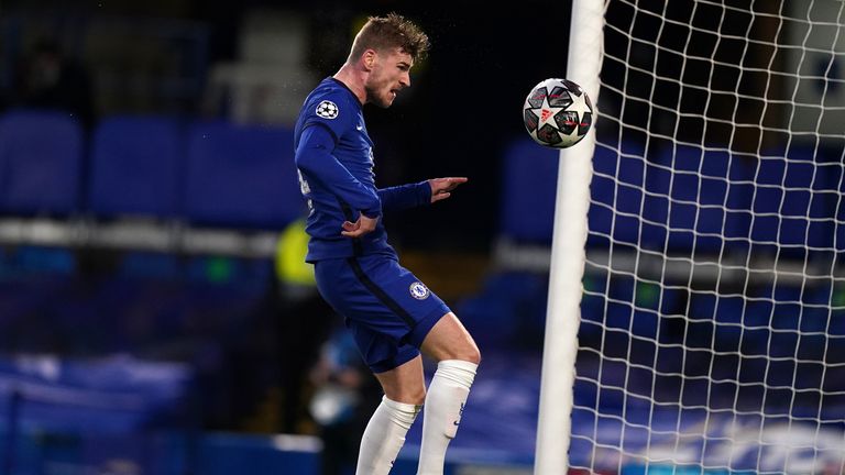 Timo Werner nods in Chelsea's opening goal against Real Madrid