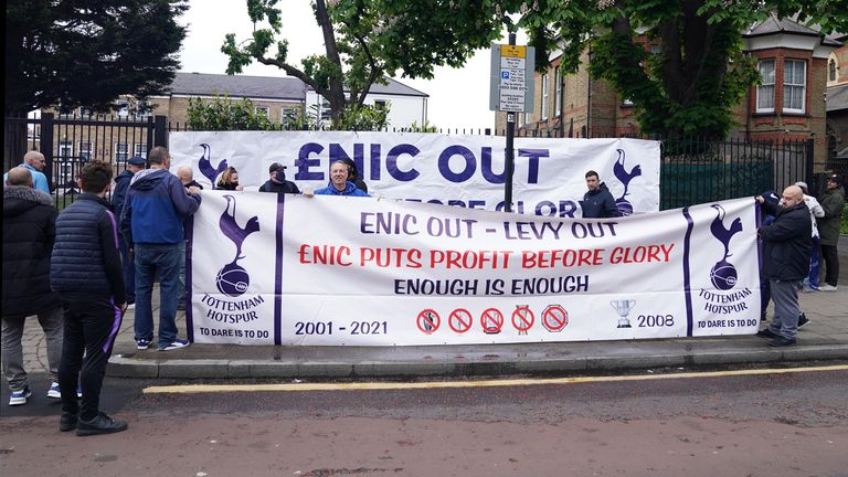 Tottenham protest banner (PA)