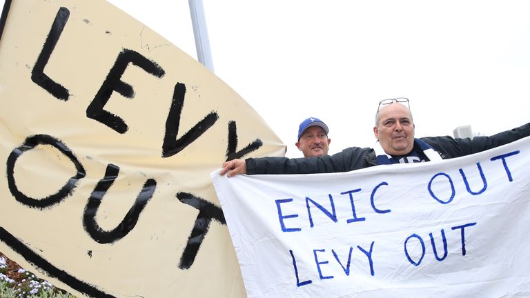 Tottenham supporters have protested against the club&#39;s board following their attempt to join the European Super League