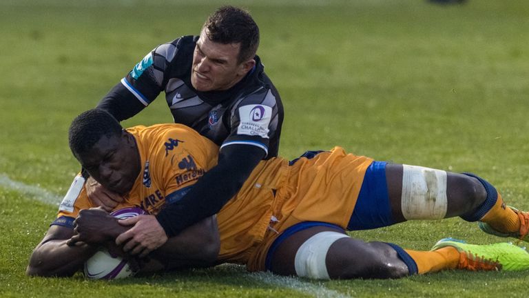 Yacouba Camara scored Montpellier's crucial try as they beat Bath at the Rec in the Challenge Cup semi-finals 