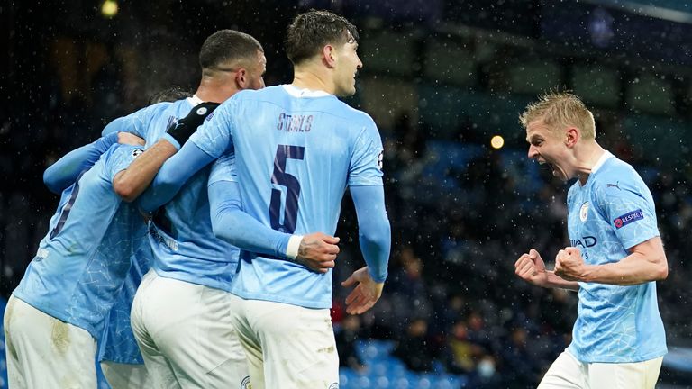 City players celebrate the victory at the Etihad Stadium