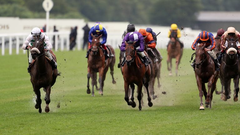 Sandrine ridden by David Probert (left) wins the Albany Stakes at Royal Ascot