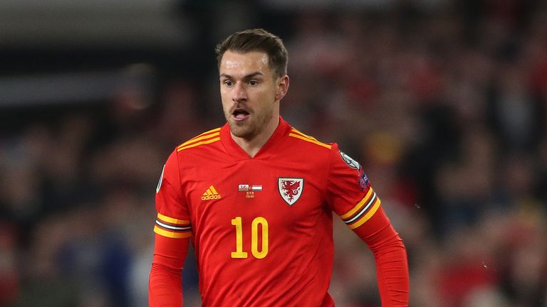 Aaron Ramsey playing for Wales