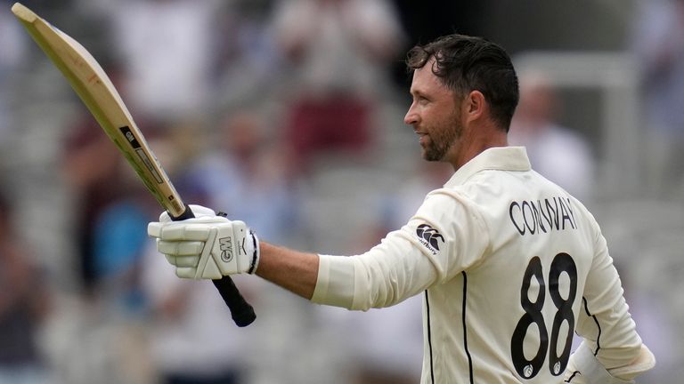Devon Conway scored a century on his Test debut for New Zealand against England at Lord's (AP Newsroom)