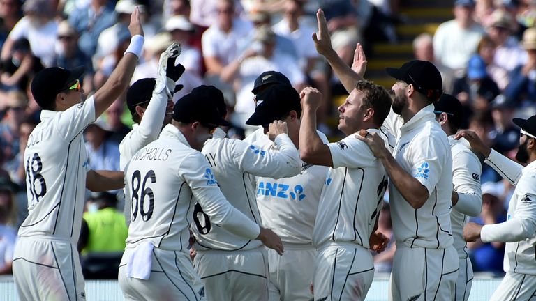 New Zealand celebrate during Edgbaston Test against England (AP Newsroom)