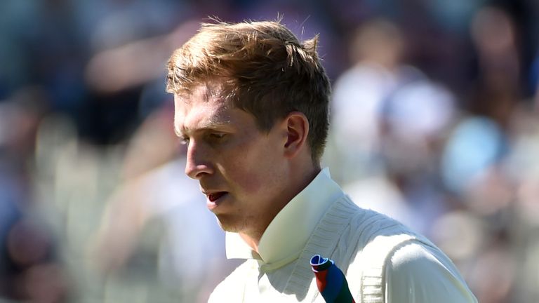 England's Zak Crawley during the third day of the 2nd Test match between England and New Zealand at Edgbaston cricket ground in Birmingham, England, Saturday, June 12, 2021. (AP Photo/Rui Vieira)..