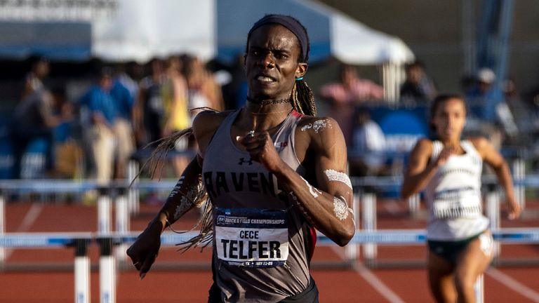 CeCe Telfer competed in the men's 400m hurdles in the US collegiate Division II championships in 2016-17 and won the women's title in 2019.