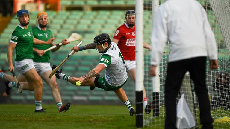 Jack O'Connor beats Limerick goalkeeper Barry Hennessy for his second goal