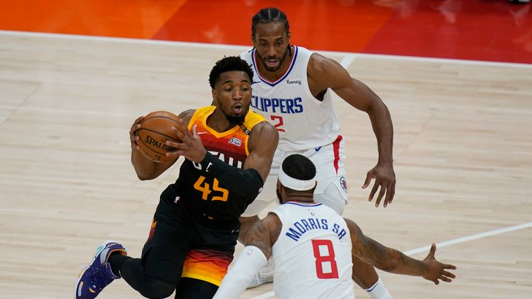 Donovan Mitchell starred with 45 points as the Utah Jazz overcame the Los Angeles Clippers in the opening game of their Western Conference semi-finals.