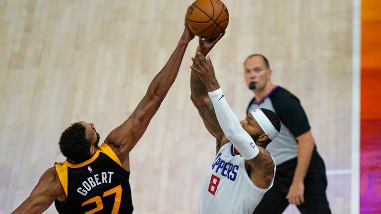 Rudy Gobert made the pivotal block in the closing seconds as Utah held on to beat the Los Angeles Clippers in Game 1 of the Western Conference semi-finals.