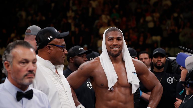 British boxer Anthony Joshua reacts after a heavyweight championship boxing match against Andy Ruiz Saturday, June 1, 2019, in New York. Ruiz stopped Joshua in the seventh round. (AP Photo/Frank Franklin II)


