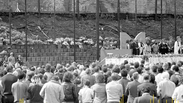 A memorial service took place at the ground after the Bradford fire