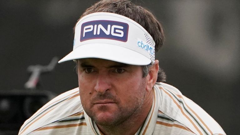 Bubba Watson watches his shot from the 14th tee during the second round of the U.S. Open Golf Championship, Friday, June 18, 2021, at Torrey Pines Golf Course in San Diego. (AP Photo/Jae C. Hong)