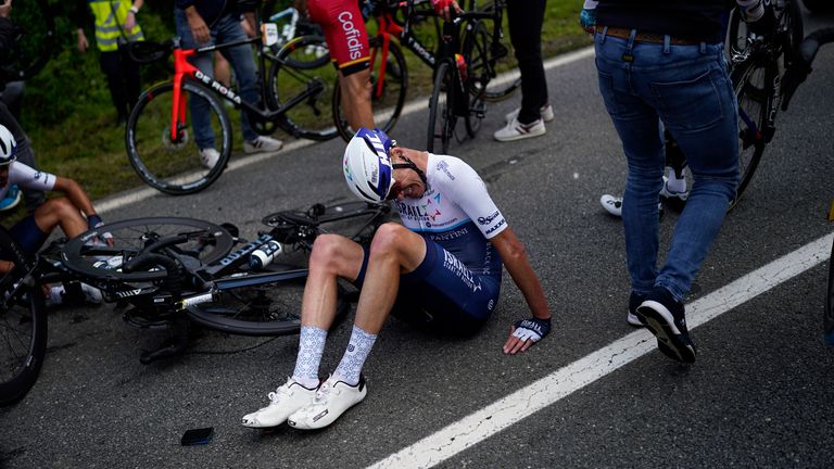 Chris Froome was involved in a severe crash in the first stage of the Tour de France