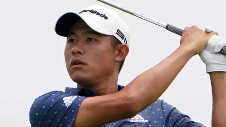 Collin Morikawa hits from the sixth fairway during the final round of the U.S. Open Golf Championship, Sunday, June 20, 2021, at Torrey Pines Golf Course in San Diego. (AP Photo/Jae C. Hong)