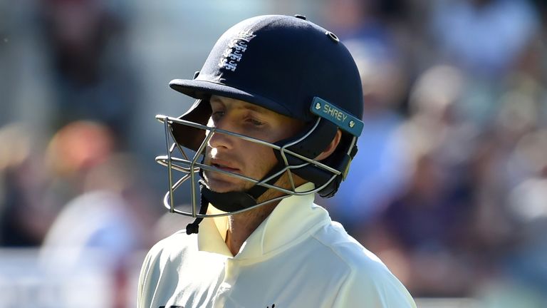 England captain Joe Root walks off after being dismissed in the second Test against New Zealand (Associated Press)