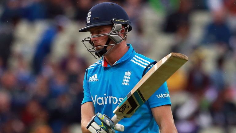 England's Jos Buttler makes his way back after being dismissed by a 'Mankad' run-out during the fifth ODI against Sri Lanka at Edgbaston (PA Images)