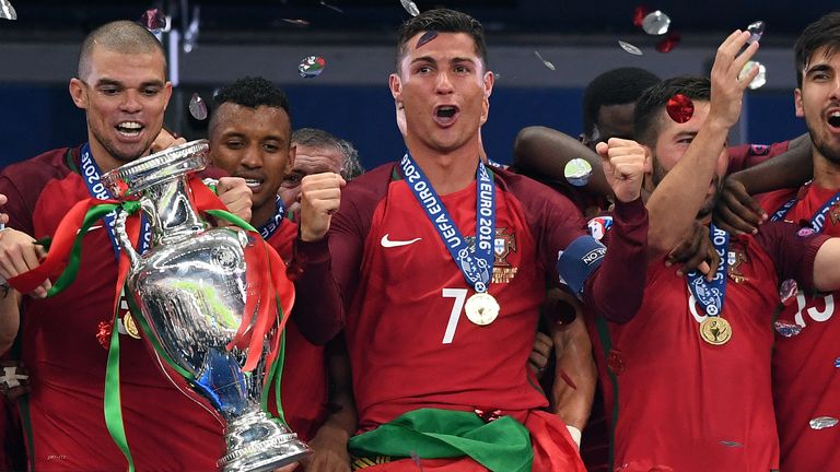 Portugal celebrate their Euro 2016 success