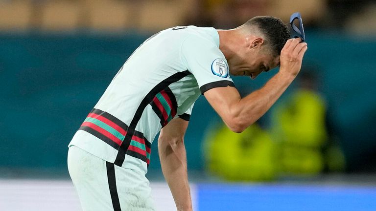 Cristiano Ronaldo following Portugal's defeat to Belgium at Euro 2020