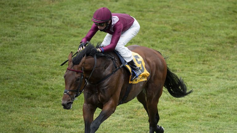 David Egan rides Mishriff to victory in the Listed Newmarket Stakes