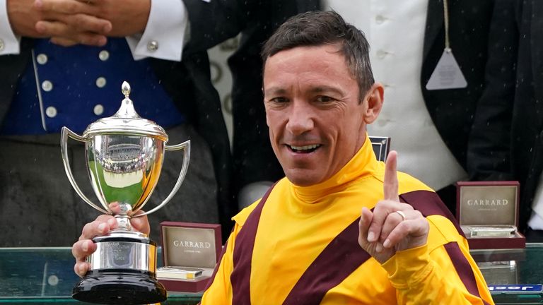 Frankie Dettori with the Commonwealth Cup trophy after victory at Royal Ascot