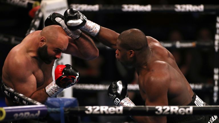Daniel Dubois claims the WBA interim heavyweight title with a second-round stoppage of Bogdan Dinu