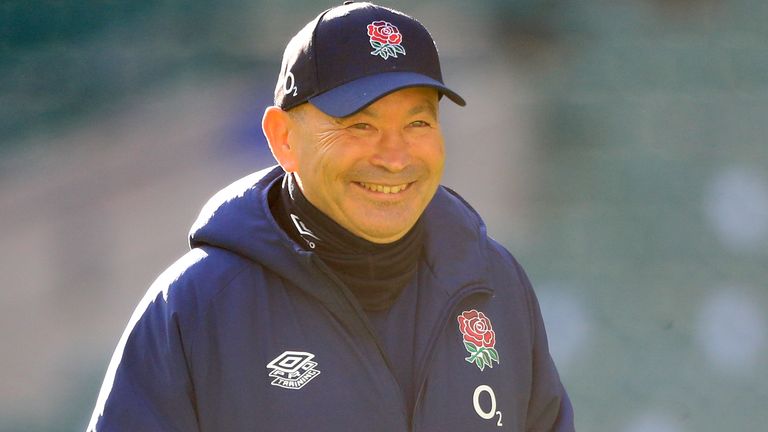 England head coach Eddie Jones during the captain's run at Twickenham Stadium, London. Picture date: Friday February 5, 2021.