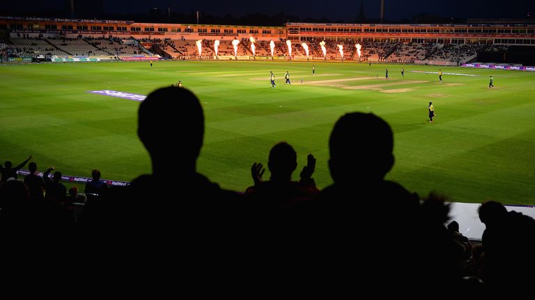 BIRMINGHAM, ENGLAND - AUGUST 13: Fans of Birmingham Bears celebrate taking a wicket during the NatWest T20 Quarter Final match between Birmingham Bears and Essex Eagles at Edgbaston on August 13, 2015 in Birmingham, England. (Photo by Tony Marshall/Getty Images)
