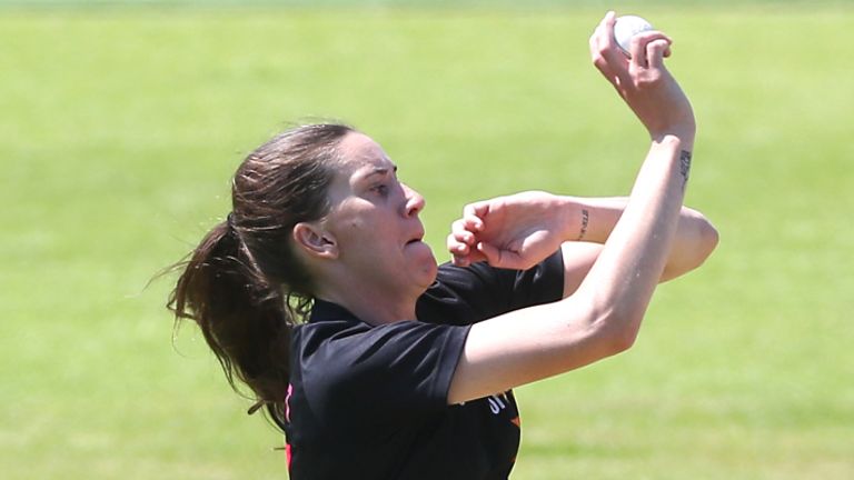 Seamer Emily Arlott in action for Central Sparks in the Rachael Heyhoe Flint Trophy (Picture by Laura Malkin)