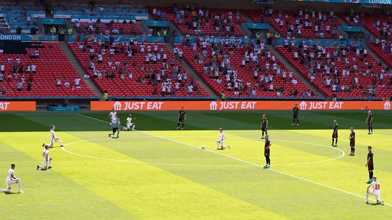 England players were booed by a small section of the crowd when they took a knee ahead of the game against Croatia.