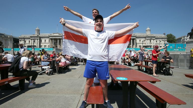 The England Fan Zone in Trafalgar Square has so far only been open to key workers