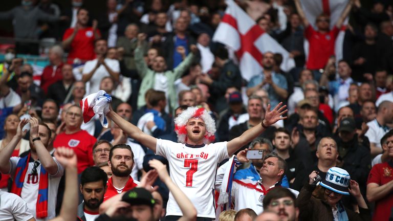 England fans at Wembley v Germany