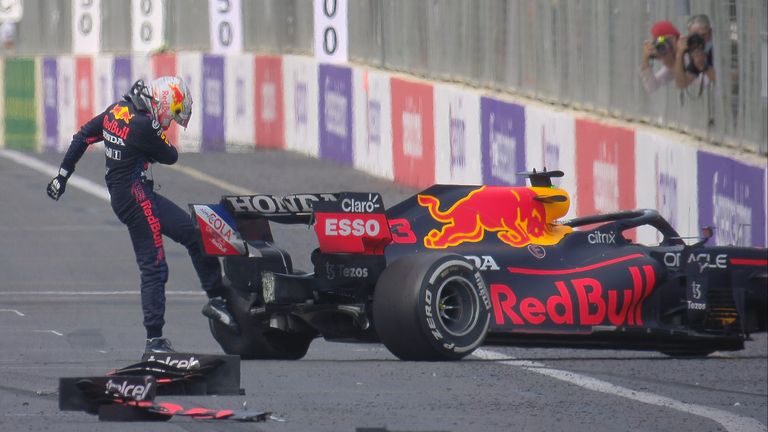 Verstappen has spun and crashed out at the end of the straight.