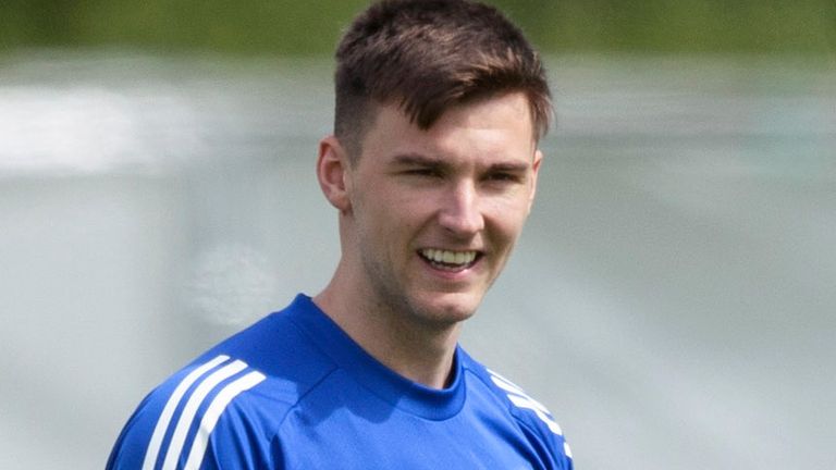 Kieran Tierney during a Scotland training session