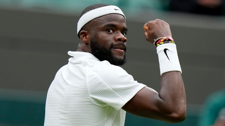Frances Tiafoe produced the performance of his life to beat third seed Stefanos Tsitsipas on Court No 1 at Wimbledon (AP Photo/Alastair Grant)