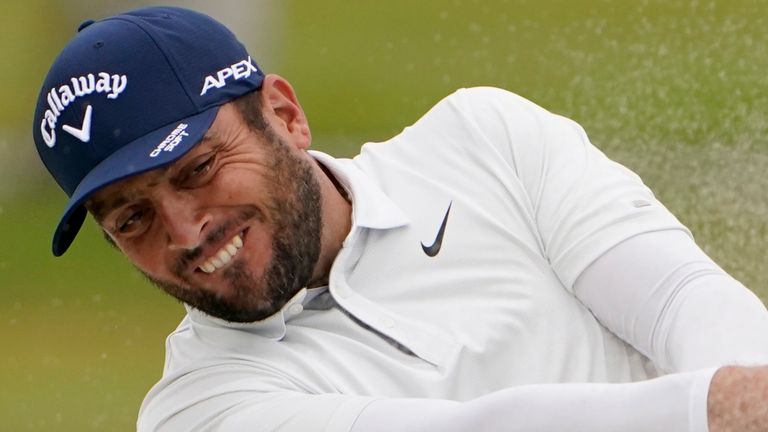 Francesco Molinari, of Italy, hits from the bunker on the first fairway during the first round of the U.S. Open Golf Championship, Thursday, June 17, 2021, at Torrey Pines Golf Course in San Diego. (AP Photo/Jae C. Hong)