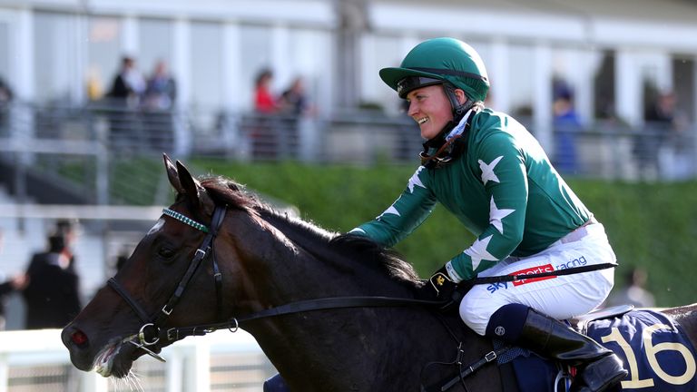 Hollie Doyle is all smiles after her second Royal Ascot winner on board Amtiyaz in the Copper Horse Stakes