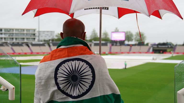 An Indian fan during day one of the ICC World Test Championship Final match at The Ageas Bowl, Southampton. Picture date: Friday June 18, 2021.