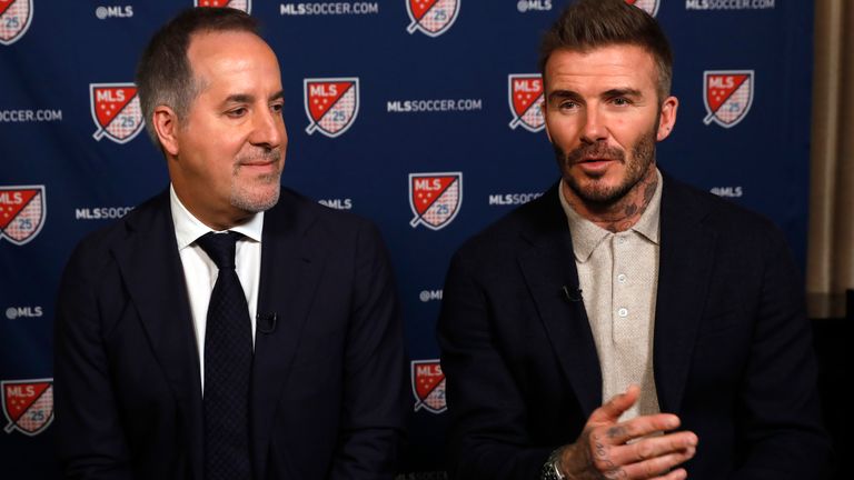 Inter Miami CF co-owners Jorge Mas, left, and David Beckham