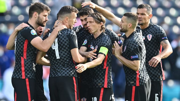 Croatia's Ivan Perisic celebrates after scoring against Czech Republich