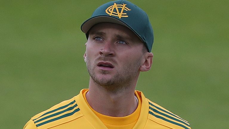 Joe Clarke in T20 Blast action for Nottinghamshire in August 2020