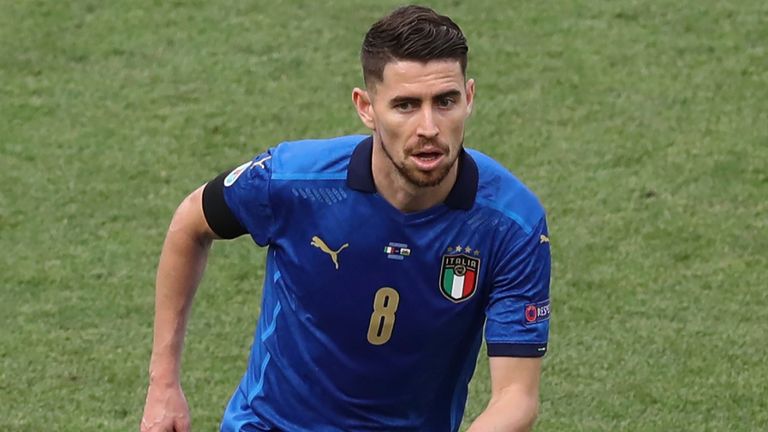 June 20, 2021, Rome, United Kingdom: Rome, Italy, 20th June 2021. Jorginho of Italy during the UEFA Euro 2020 match at Stadio Olimpico, Rome. Picture credit should read: Jonathan Moscrop / Sportimage(Credit Image: © Jonathan Moscrop/CSM via ZUMA Wire) (Cal Sport Media via AP Images)