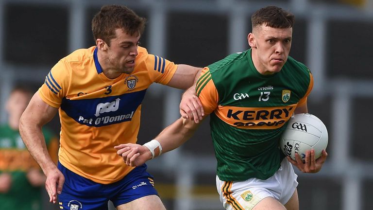 David Clifford of Kerry in action against Cillian Brennan of Clare