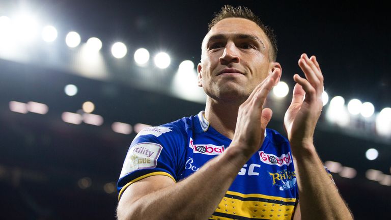 Picture by Alex Whitehead/SWpix.com - 10/10/2015 - Rugby League - First Utility Super League Grand Final - Leeds Rhinos v Wigan Warriors - Old Trafford, Manchester, England - Leeds captain Kevin Sinfield celebrates the win.